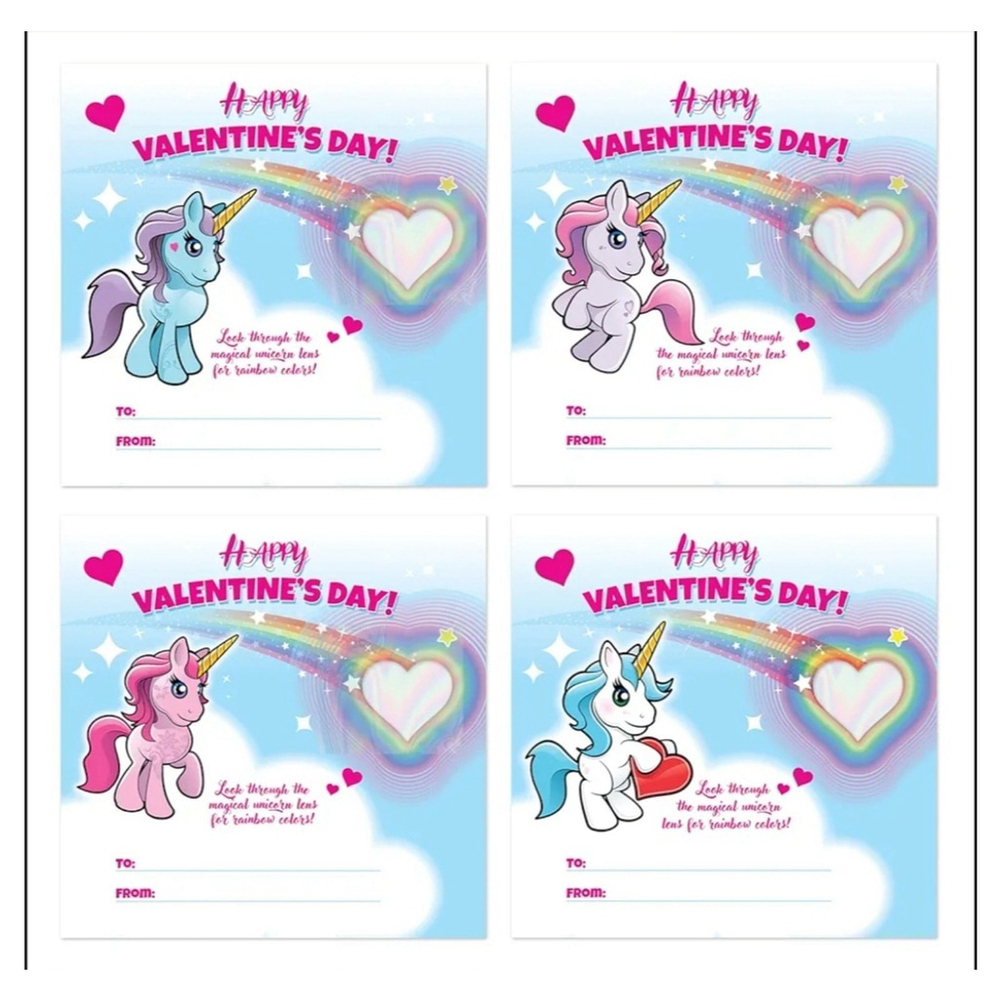 28pk Rainbow Unicorn Valentine's Day Cards with Envelopes - Picture 4 of 7